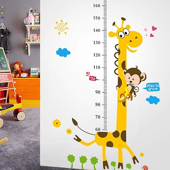 PVC Children Height Growth Chart Measure Wall Sticker Kids Room Decor Animal Decal Xh778