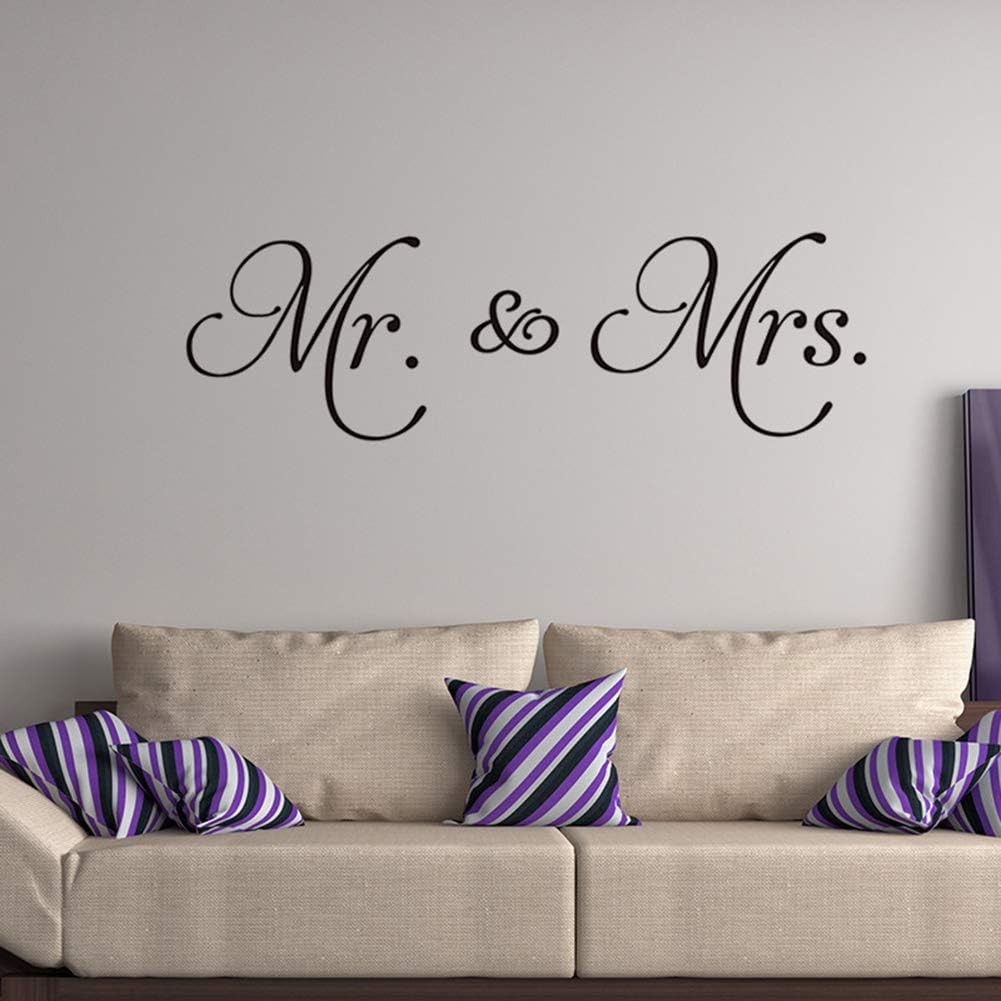 Letters Mr and Mrs Removable Family Wall Decals Lettering Vinyl Wall Art for Bedroom