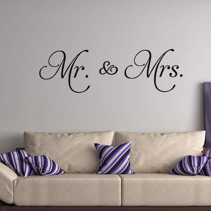 Letters Mr and Mrs Removable Family Wall Decals Lettering Vinyl Wall Art for Bedroom