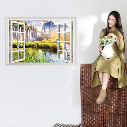 Wall sticker Jendela Tebing Pohon XL8022H (90x60) Stiker Dinding