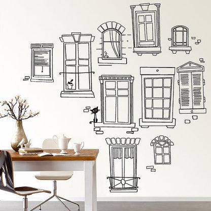 Abstract Doors Windows and Cupboard Wall Sticker
