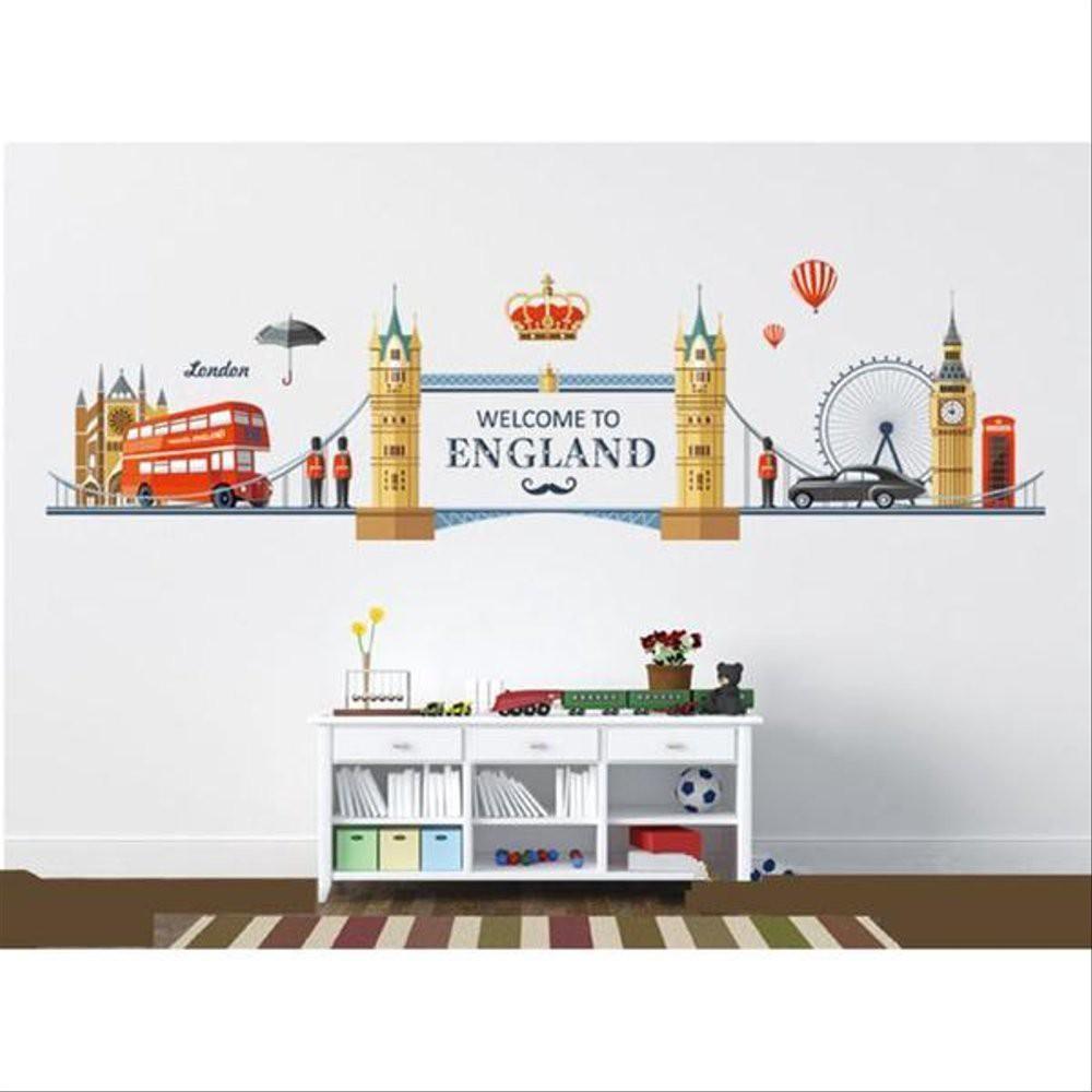 JM7304 Creative Personality Romantic Bridge Landscape Wall Sticker