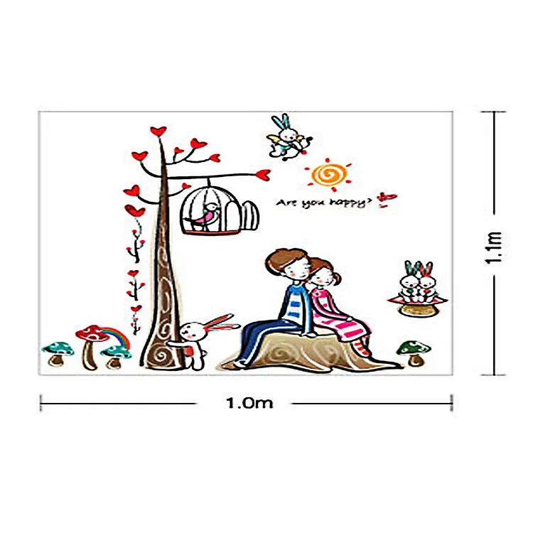 Wall decal two lovers leaning back ay924