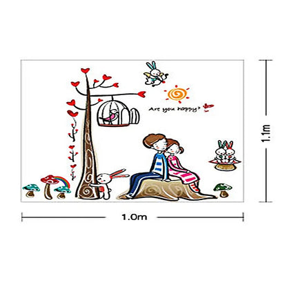 Wall decal two lovers leaning back ay924