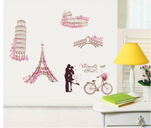 Eiffel Tower Wall Sticker Love Romance Wall Sticker For Home Decor.