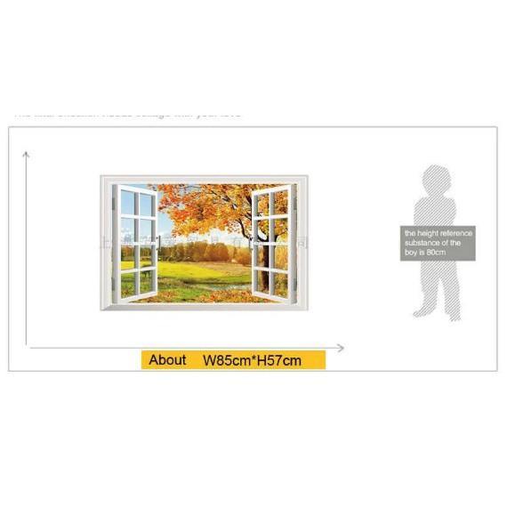 PROMO WALL STICKER STIKER DINDING 60X90 XL8022G AUTUMN VILLAGE WINDOW