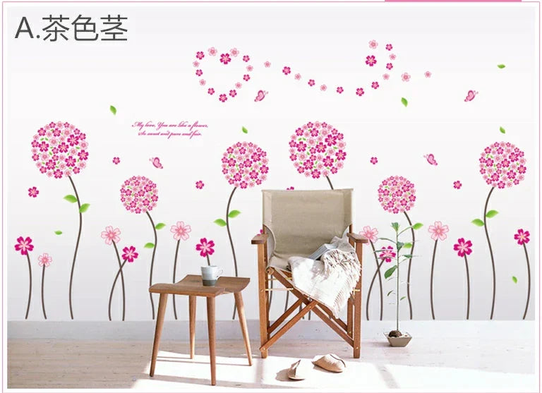Delight Art Beautiful Flower with Leaf Wall Sticker size 50x70 ay7055a