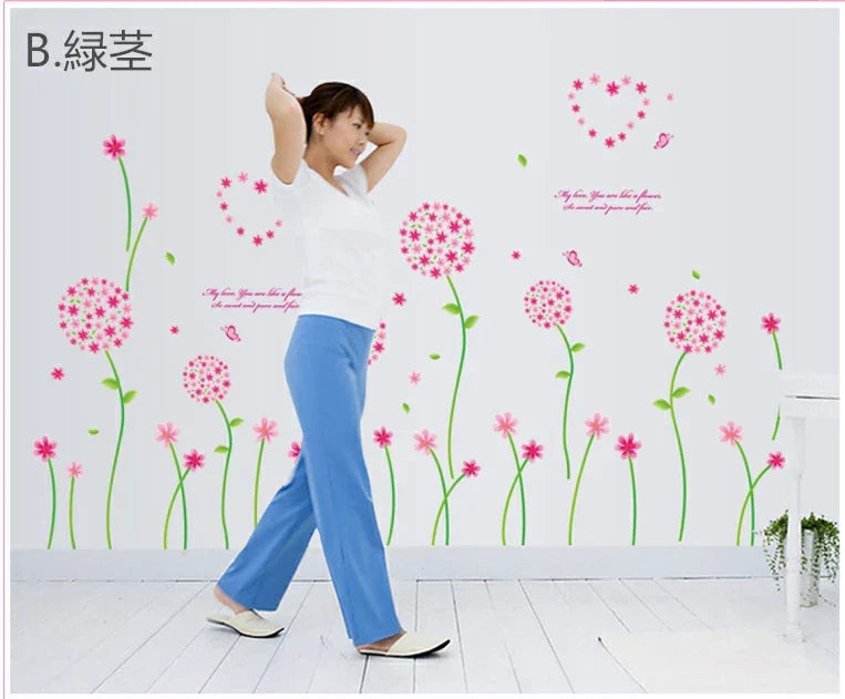 Delight Art Beautiful Flower with Leaf Wall Sticker size 50x70 ay7055a