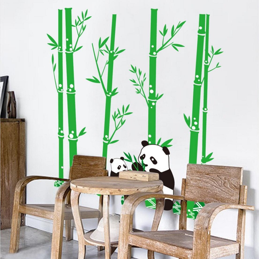 PVC Cute Cartoon Panda Bamboos Decor Wall Stickers Art Decal Removable For Children's Room Decor Bedroom Sitting Room Sofa TV Background By Kamay's CJM7169