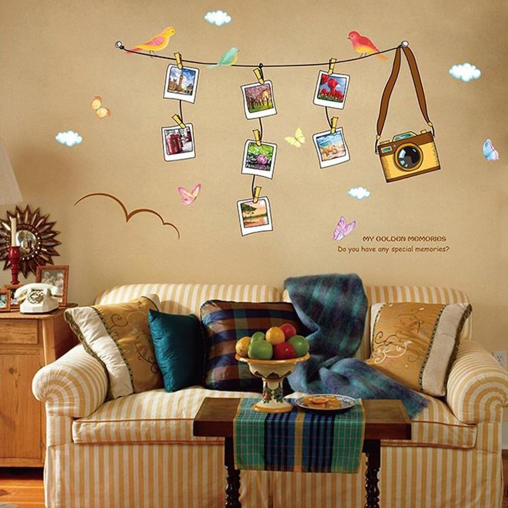 Solimo Wall Sticker for Living Room (Travel Photo Gallery, Ideal Size on Wall, 180 cm X 100 cm), PVC Vinyl