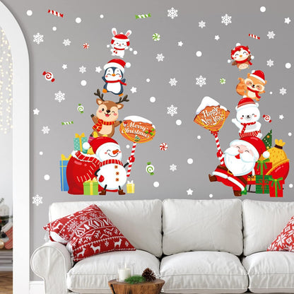 Wall Stickers Xmas Window Wall Clings Creative Santa Claus Deer Wall Decals for Christmas Party HT94032