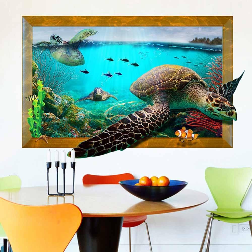 Creative 3D Animal Sea Turtle Wall Stickers Home Decor Living Room Room Sticker Decal Kids Wallpaper xh9265