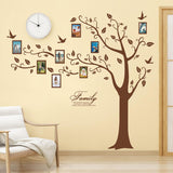 Large Family Photo Tree Wall Sticker 3D Peel and Stick Vinyl Photo Frame Tree Wall Decals Removable Quotes Leaf and Birds Wall Decor for Home Kids Bedroom