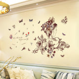 Romantic Flowers Butterfly Wall Stickers size 50x70 xls7219