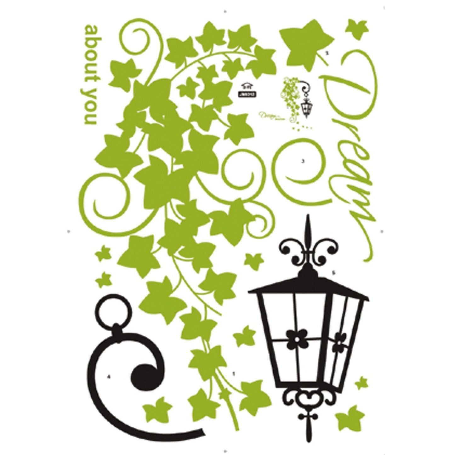 Jm8312 Studio Briana Fresh Green Creeper with Hanging Lamp Wall Sticker
