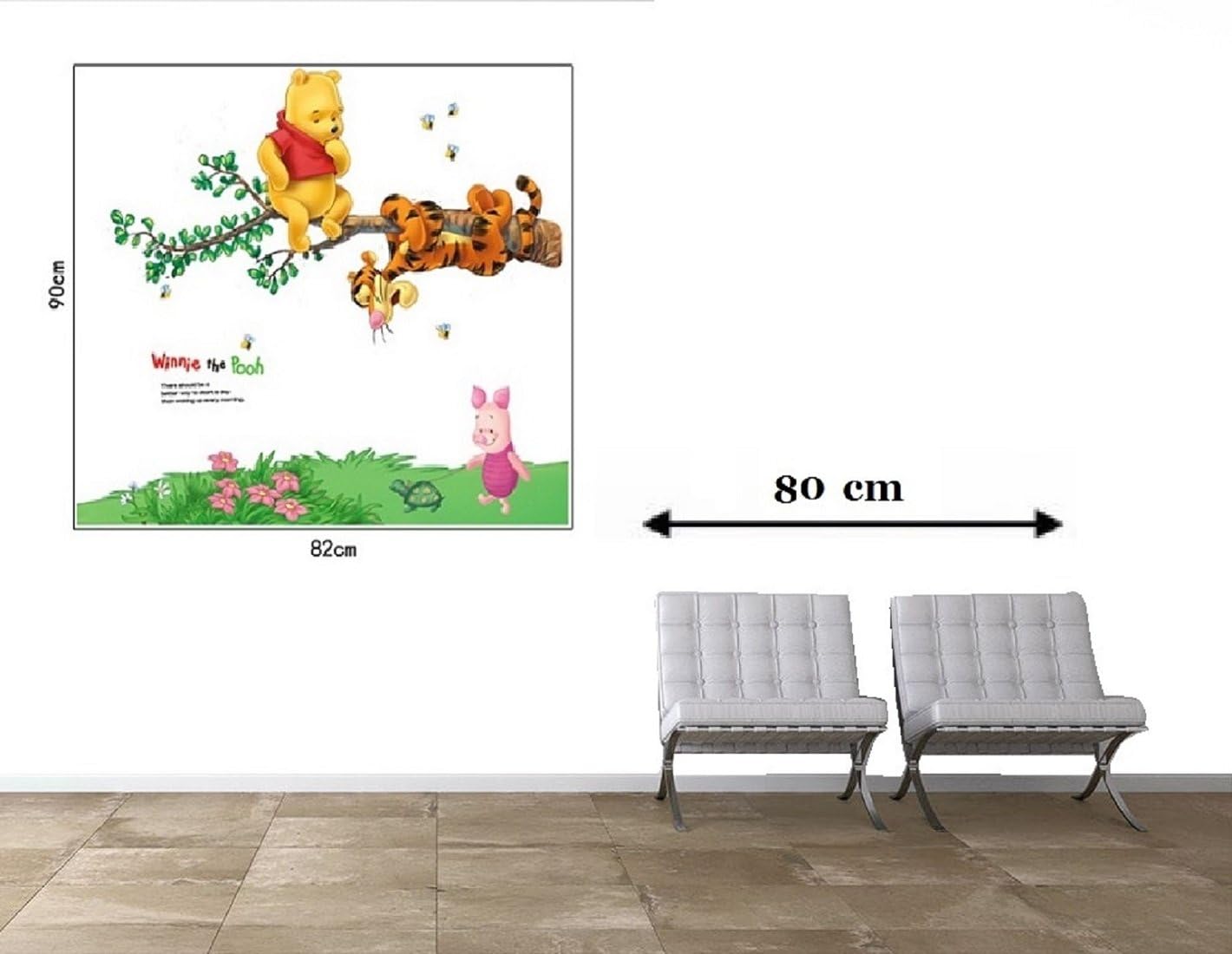 Jaamso Royals 'Cartoon Animals Elephants Coconut Trees' Wall Sticker (Vinyl, 46 cm x 5.1 cm x 5.1 cm, AY639A)