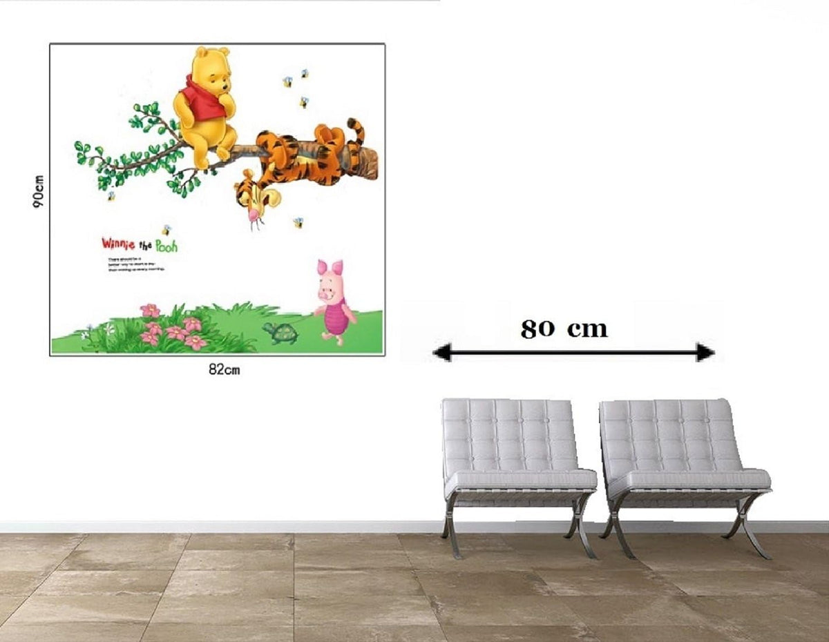 Jaamso Royals 'Cartoon Animals Elephants Coconut Trees' Wall Sticker (Vinyl, 46 cm x 5.1 cm x 5.1 cm, AY639A)
