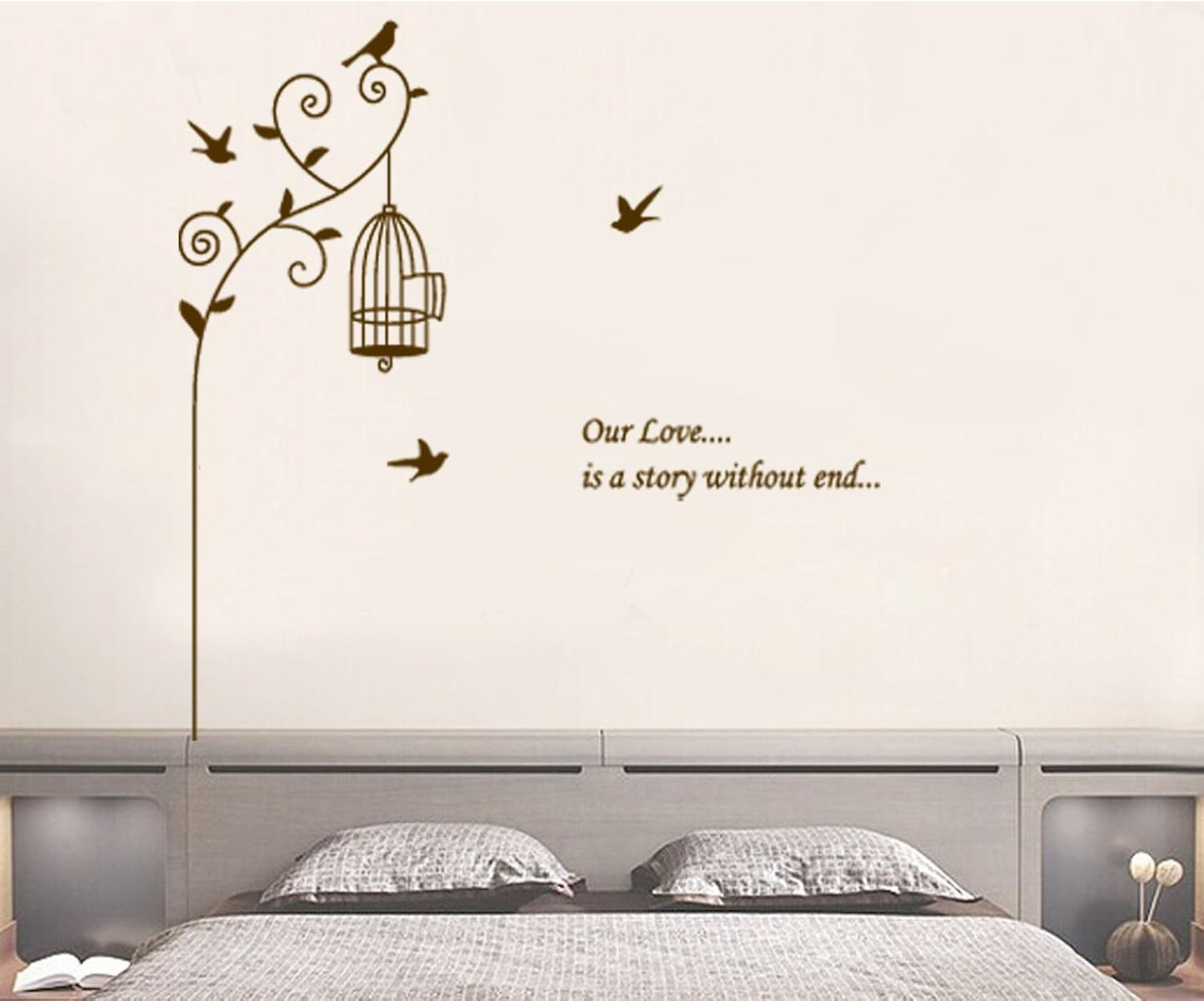 Jm8316 Tree hanging bird cage wall sticker, suitable for living room background bedroom decoration wallpaper