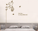 Jm8316 Tree hanging bird cage wall sticker, suitable for living room background bedroom decoration wallpaper