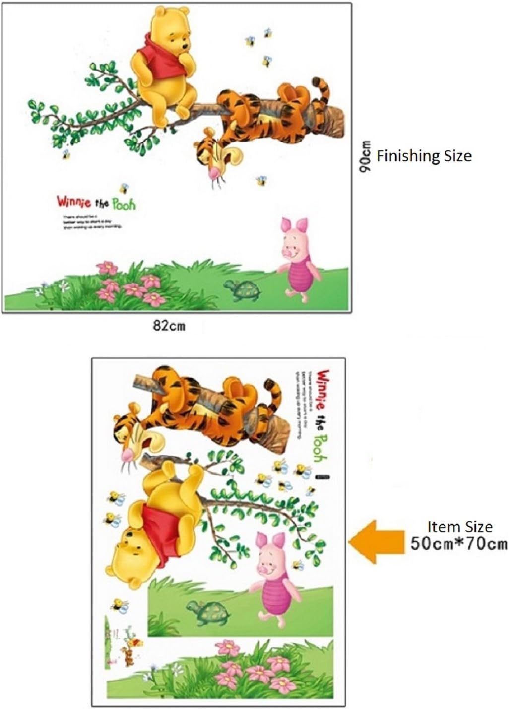 Jaamso Royals 'Cartoon Animals Elephants Coconut Trees' Wall Sticker (Vinyl, 46 cm x 5.1 cm x 5.1 cm, AY639A)