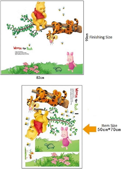 Jaamso Royals 'Cartoon Animals Elephants Coconut Trees' Wall Sticker (Vinyl, 46 cm x 5.1 cm x 5.1 cm, AY639A)