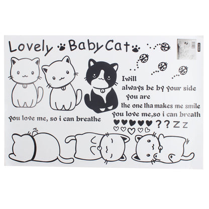 WALL STICKER LOVELY BABY CAT KUCING LOVE BLACK AY9048 WALL STICKER