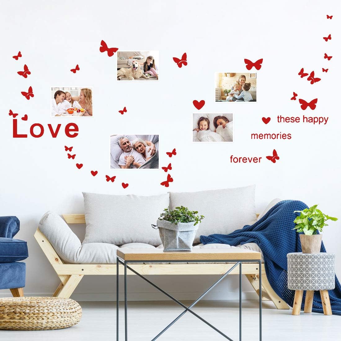 sourcing map Délicat Papillon Modèle Mur Autocollants Amovible Art Mural Papier pour Salle Chambre TV Mur Décalque