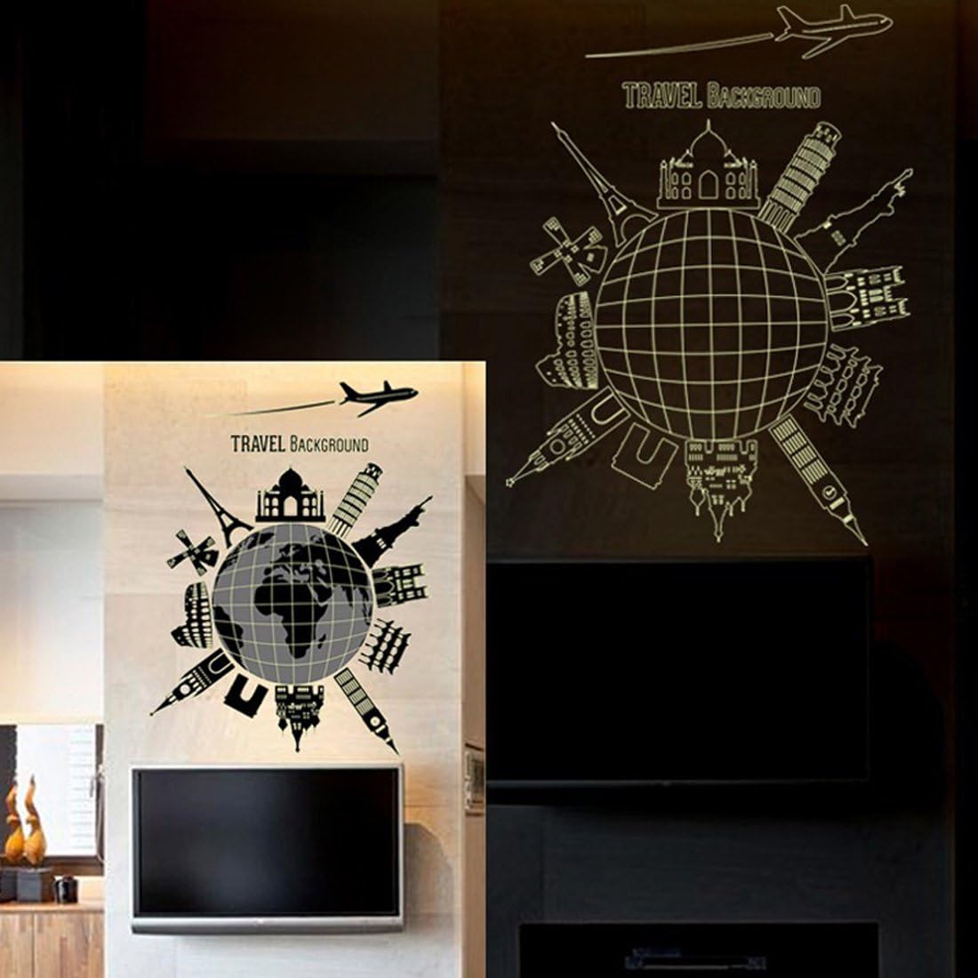 WALLSTIKER DINDING TRAVEL GLOW IN THE DARK ABQ9633 WALL STICKER KAMAR