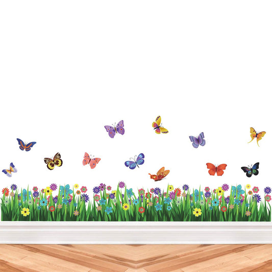 Jm8260 Flower Wall Stickers DIY Door Decor Butterfly Art Vinyl Decal Colors Kids Room