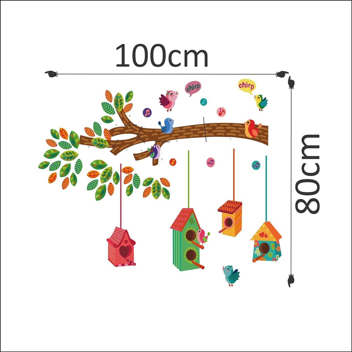 SAMHEZ JM7222 Birdhouse Music Wall Sticker [ 60 x 90 cm]
