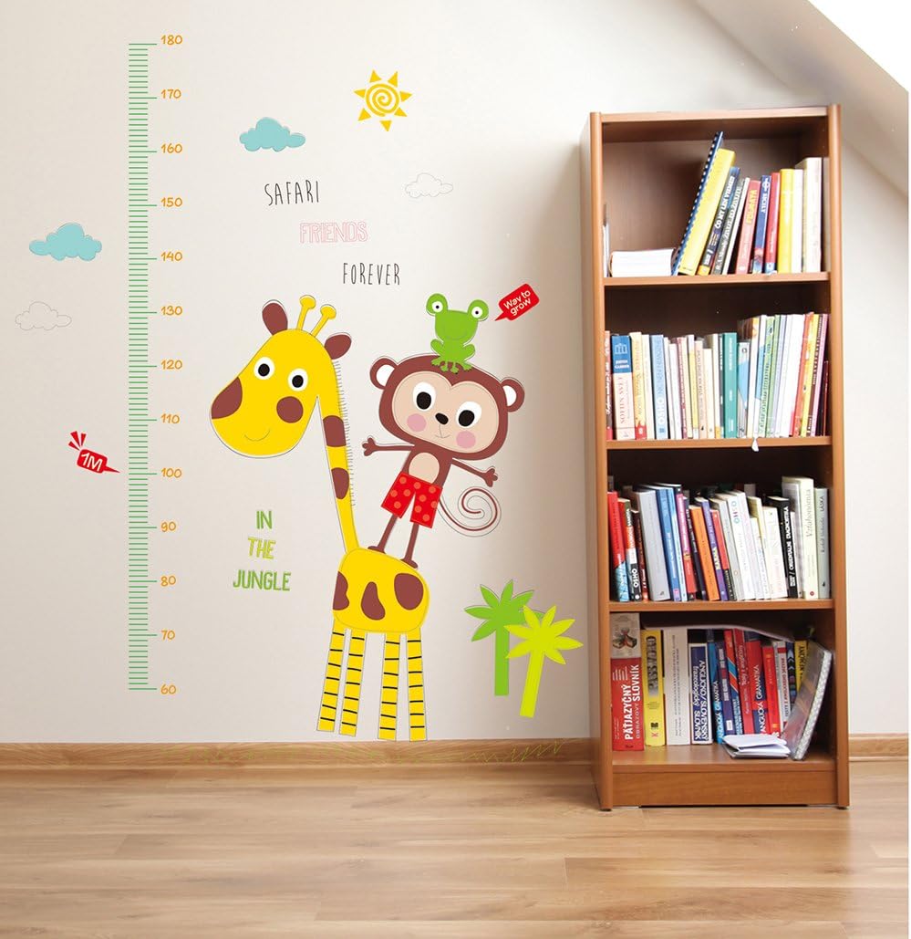 GE Hot Wall Decal Jungle Friends Monkey Giraffe Height Chart Sticker
