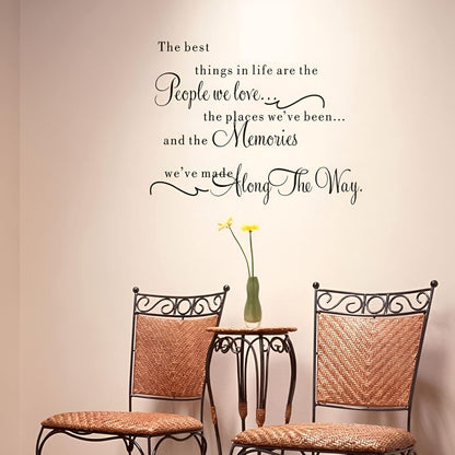 The best things in life are the people we love, the places you've been the memories you've made along the way, Family Wall Art Wall Stickers Dz021  Size 60x35cm