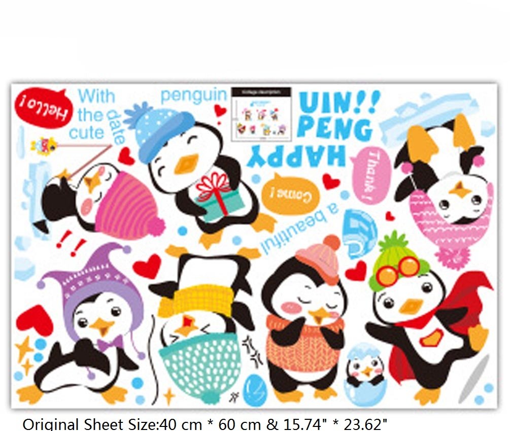 XH1059c BIBITIME Kindergarten Classroom Nursery Cartoon Saying Quotes Happy Penguin Wall Decals Stickers Bedroom Kids Room Decor,DIY