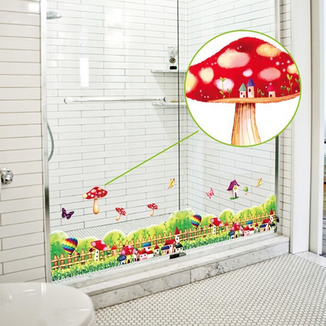Mushrooms Flowers Butterflies Air Balloons Wall Stickers Ay 7255