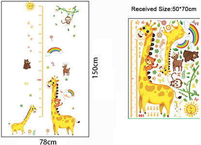 Growth Record Height Chart for Kids Children Growth Chart Wall Stickers Wall Stickers for Boys Girls Bedroom Nursery Wall Decor Cute Cartoon/Giraffe