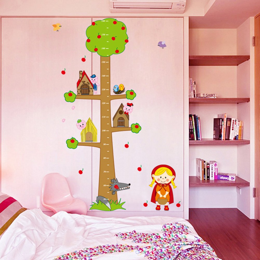 Abc 1038 Kid's Little Red Riding Hood and Tree Height Chart Wall Stickers