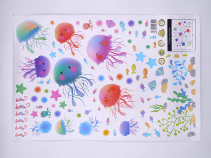 Adam Victor Removable Creative 3D Fun Fish Jellyfish Underwater World Wall Decals Kids Room Wall Decorations Art Décor Stickers Nursery Décor 3D DIY PVC Art Decal Bedroom Bathroom Sticker Xl3042  Size:18x12
