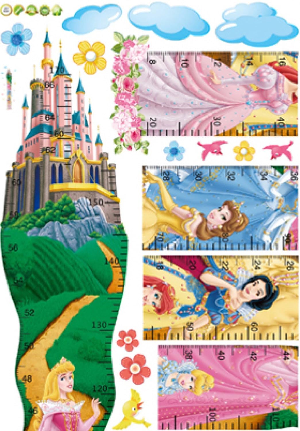 Ay7091 Indian Royals 3D Height Measure Growth Chart Fairy Tell Princess Kids Self Adhesive Home Décor Wall Sticker