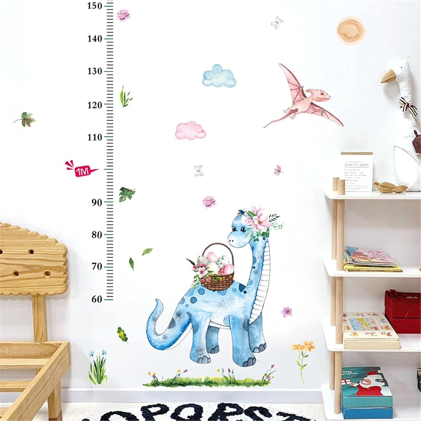 Sk7218 Ellis Kas Shooting Basketball Growth Chart for Kids,Height Chart Ruler Decor for Baby Nursery,Animals Cartoon Wall Stickers Perfect for Kids Nursery Bedroom Living Room