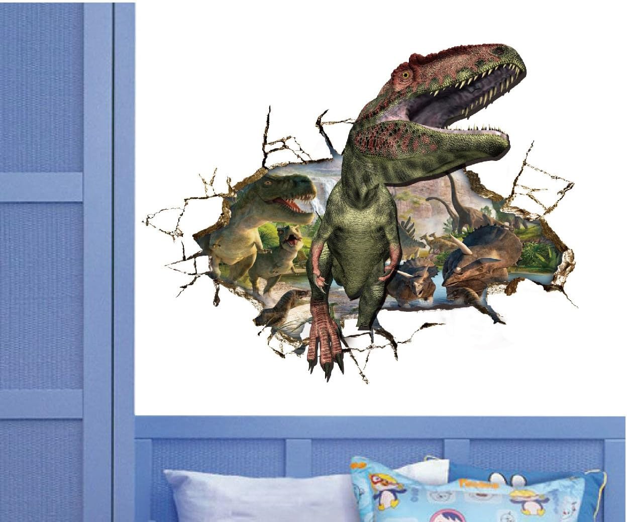 3D Window  Dinosaurs Breaking Walls Climbing Out Wall Animals