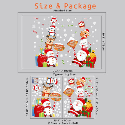 Wall Stickers Xmas Window Wall Clings Creative Santa Claus Deer Wall Decals for Christmas Party HT94032
