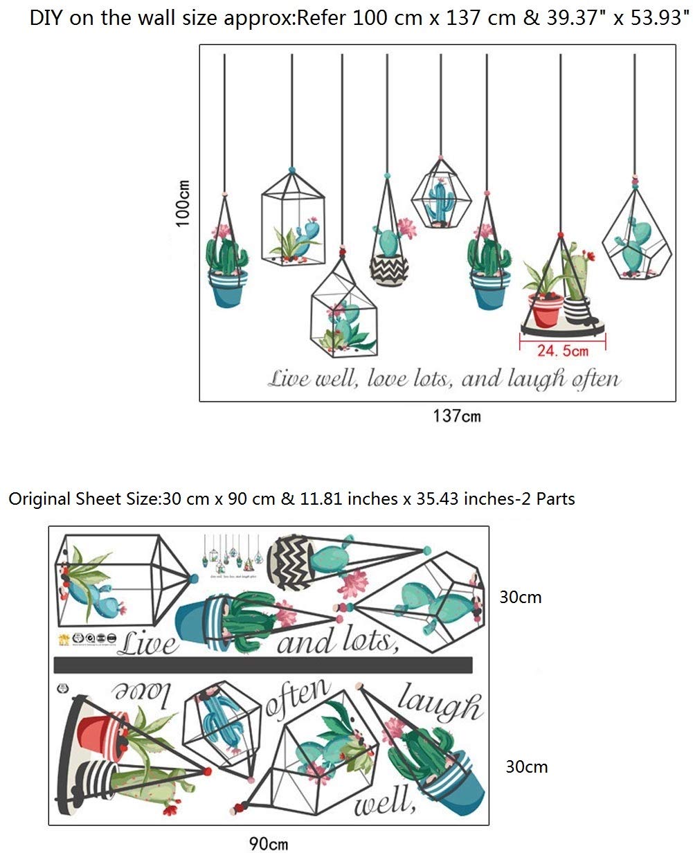 HM92013 weii  Stickers Decor Living Room Succulent Sticker Removable Vinyl ArtMural Decals