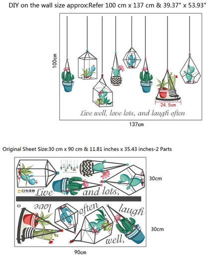 HM92013 weii  Stickers Decor Living Room Succulent Sticker Removable Vinyl ArtMural Decals