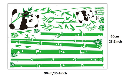 PVC Cute Cartoon Panda Bamboos Decor Wall Stickers Art Decal Removable For Children's Room Decor Bedroom Sitting Room Sofa TV Background By Kamay's CJM7169