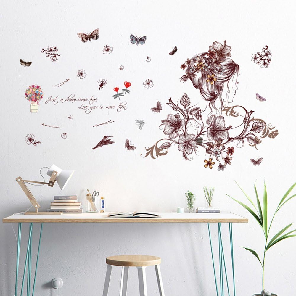 Romantic Flowers Butterfly Wall StickersXl7219