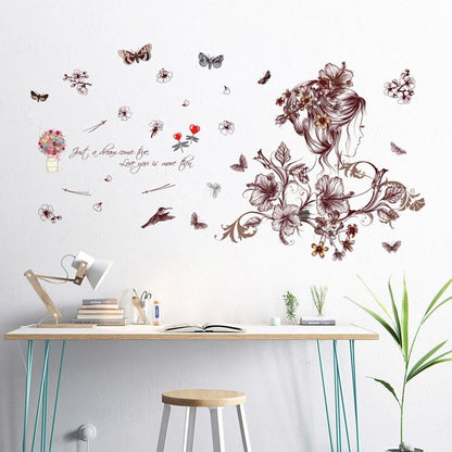 Romantic Flowers Butterfly Wall StickersXl7219
