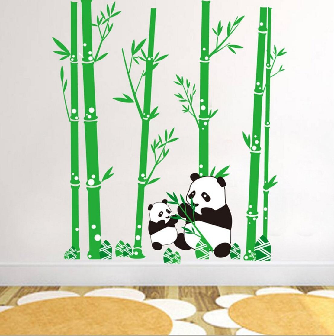 PVC Cute Cartoon Panda Bamboos Decor Wall Stickers Art Decal Removable For Children's Room Decor Bedroom Sitting Room Sofa TV Background By Kamay's CJM7169