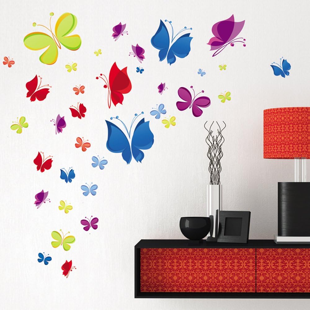 Cute Cartoon Animals Flowers Butterflies Trees Wall Stickers NC028