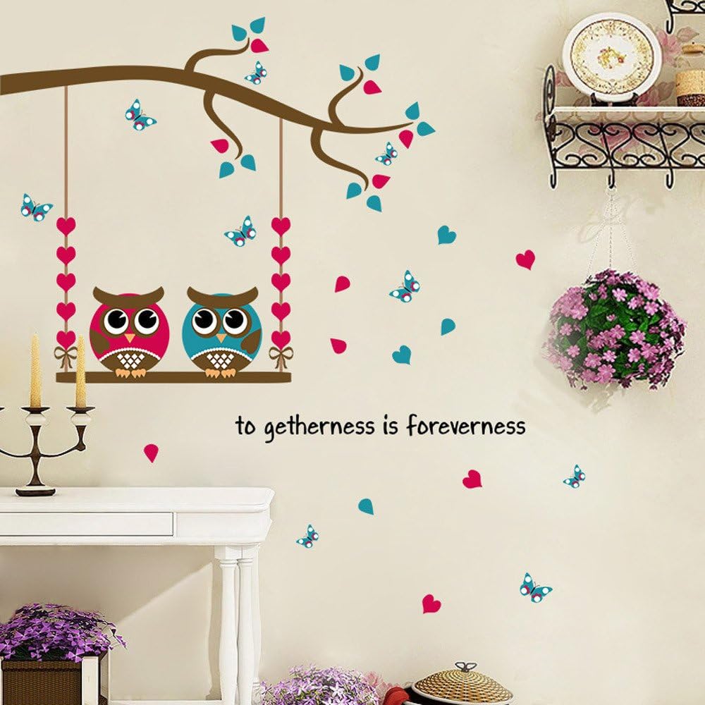 Hm31001 Wall Sticker Decoration Wall Decor Wallpaper Sticker Goods Wall Rental Room OK Owl Butterfly Butterfly Love Love Tree Swing Two Owls Beautiful Wall Sticker