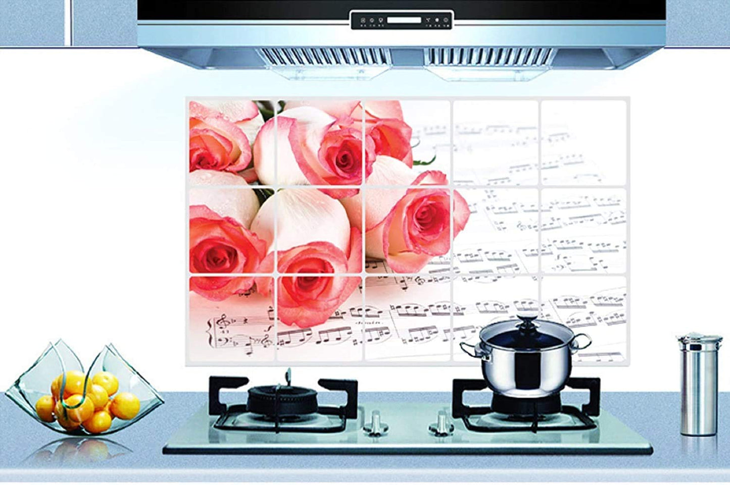 BIBITIME Kitchen Oil Proof Decor Sticker Wall Decal Vinyl Sticker peel and stick Home Art PVC Murals for Restaurant Baker Shop Store Tile Wall